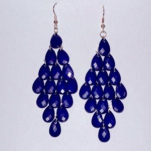 Blue chandelier earrings 3” long